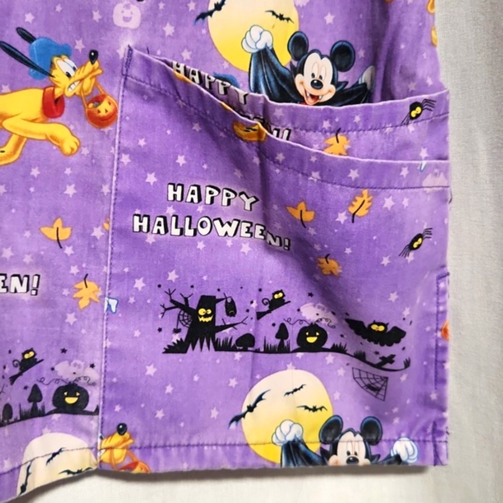 Disney Halloween Scrubs Mickey Mouse, Pluto & Donald Purple Size Medium - Picture 4 of 8
